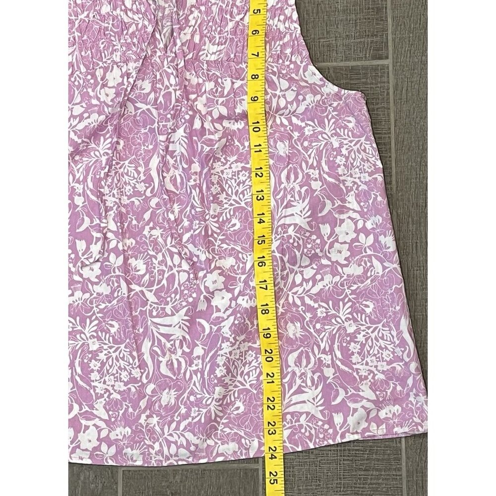 Aqua Women’s Top Small Size Floral Print Tassel Tie 100% Cotton Purple White - Picture 6 of 9